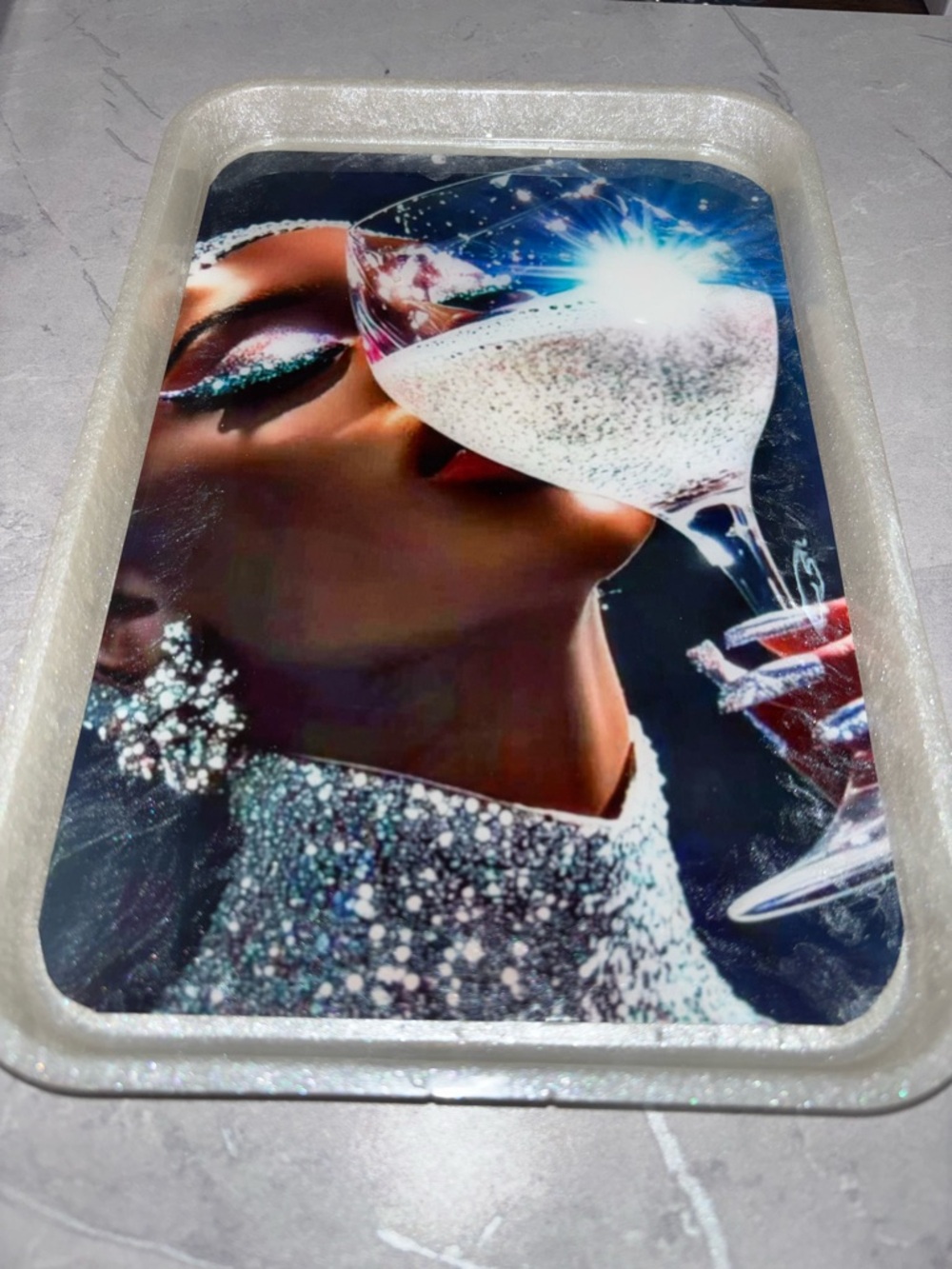 NORE’S NOVELTIES Handcrafted Serving/ Vanity Tray “CELEBRATION”